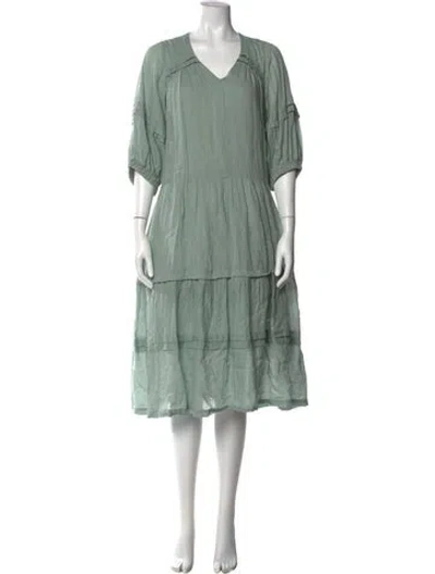 Pre-owned Sea New York V-neck Midi Length Dress In Green