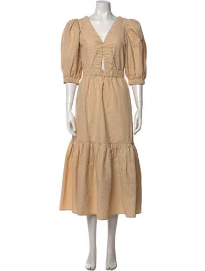 Pre-owned Sea New York V-neck Midi Length Dress In Neutral