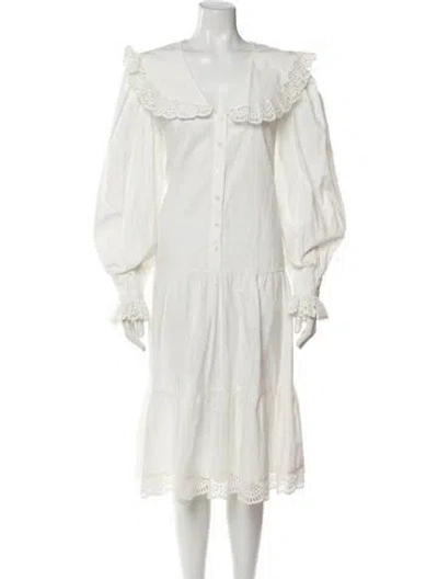 Pre-owned Sea New York V-neck Midi Length Dress In White