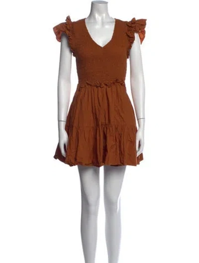 Pre-owned Sea New York V-neck Mini Dress In Brown