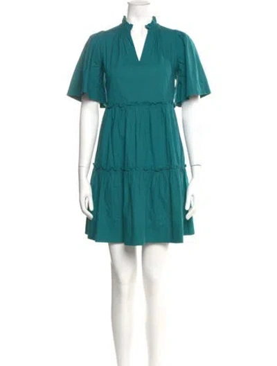 Pre-owned Sea New York V-neck Mini Dress In Green