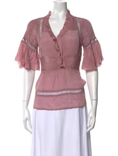 Pre-owned Sea New York V-neck Short Sleeve Blouse In Neutral