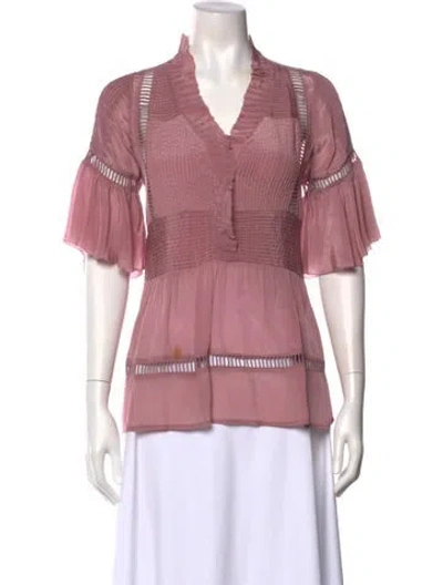 Pre-owned Sea New York V-neck Short Sleeve Blouse In Purple