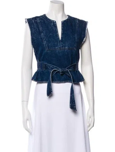 Pre-owned Sea New York V-neck Sleeveless Top In Blue