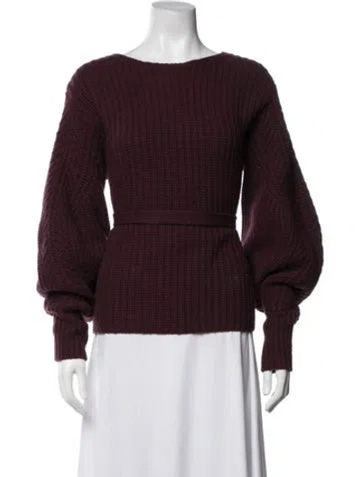 Pre-owned Sea New York Wool Bateau Neckline Sweater In Burgundy