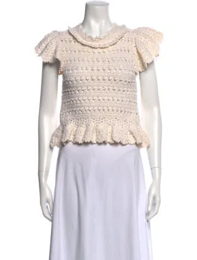 Pre-owned Sea New York Wool Off-the-shoulder Sweater In Neutrals