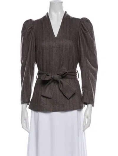 Pre-owned Sea New York Wool Striped Blouse In Gray