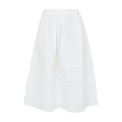 Sea New York Zora Solid Pleated Midi Skirt In Beige