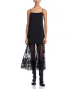 Sea Noa Satin Slip Dress With Lace Skirt Black In Black