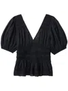 Sea Nomi Shirred Lace-inset Top In Black