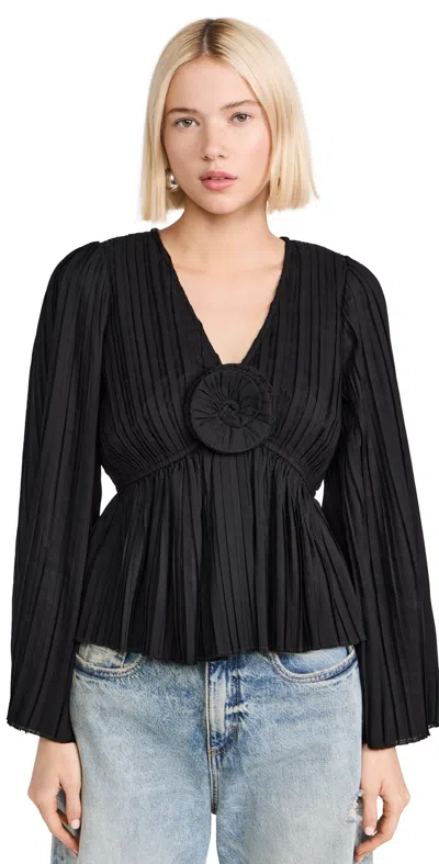 Sea Nomi Solid Rosette Top Black