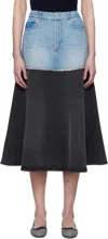 Sea Ny Blue & Black Elle Denim Midi Skirt In Blue
