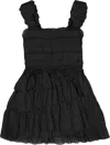 Sea Ny Cole Smocked Ramie Sleeveless Tiered Dress, Black In Black