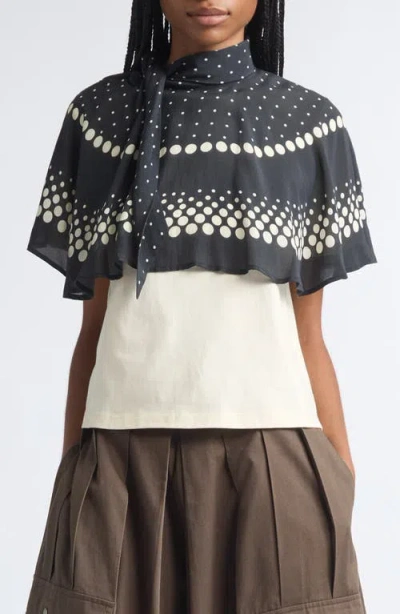 Sea Ny Elly Polka Print Cape T-shirt In Black Multi