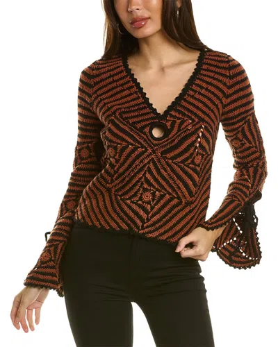 Sea Ny Gretel Crochet Wool Sweater In Red