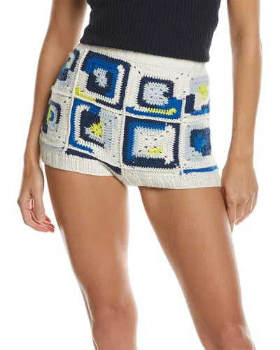 Sea Ny Hayden Crochet Wool-blend Short In Blue