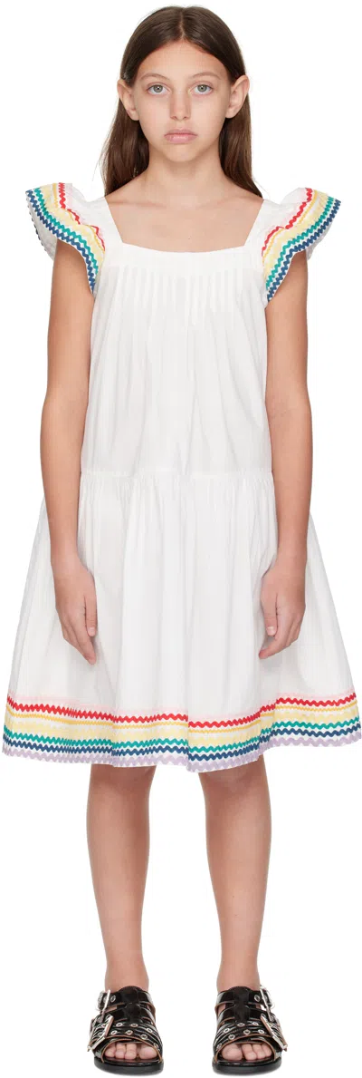 Sea Ny Kids White Ria Dress In Multi Multi