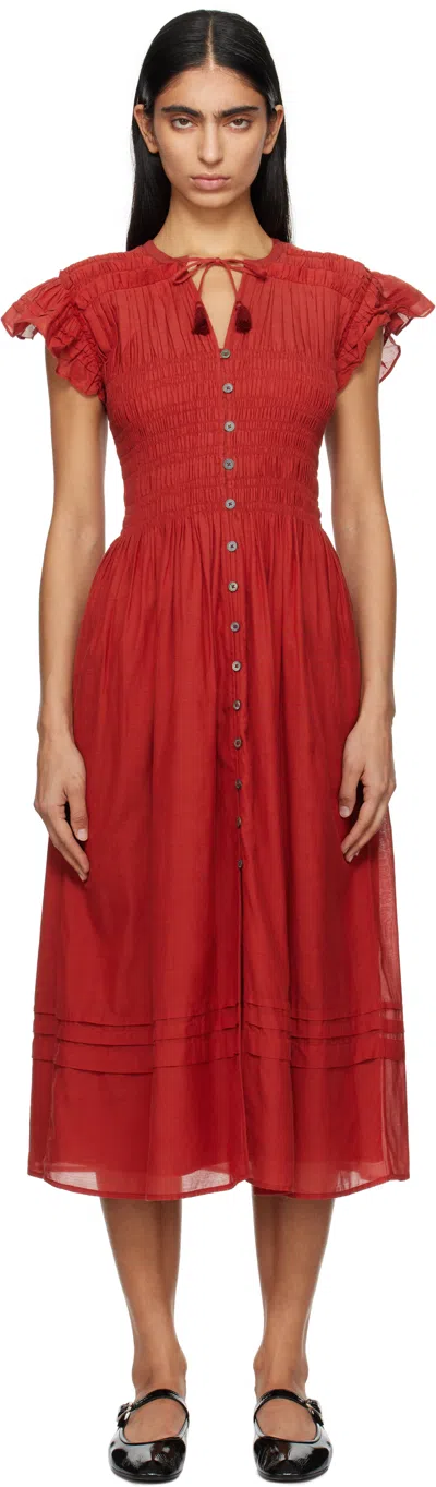 Sea Ny Red Nomi S/s Midi Dress In Paprika