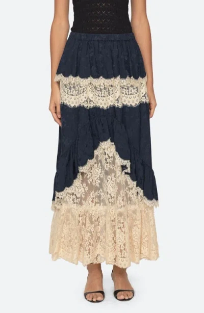 Sea Ny Shay Lace Midi Skirt In Navy