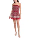 Sea Ny Theodora Paisley Strapless Smocked Cover-up Dress In Red
