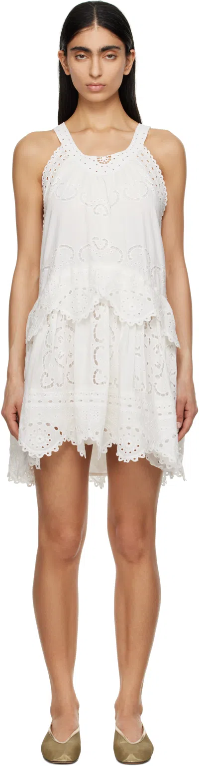 Sea Ny White Dahlia Tank Minidress In Pearl