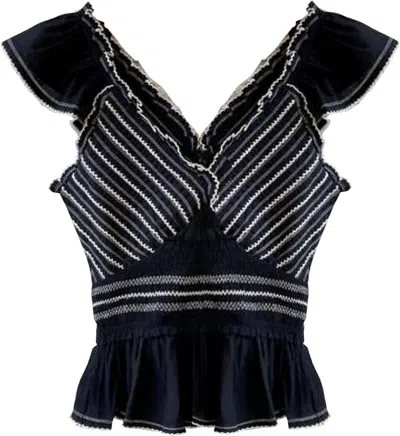 Sea Mable Embroidered Top In Blue
