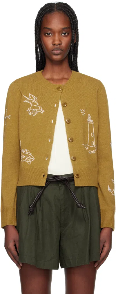 Sea Ny Yellow Clyde Cardigan In Ochre