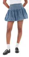 Sea Oli Pleated Denim Mini Skirt In Blue