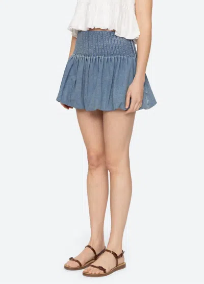 Sea Oli Denim Bubble Skirt In Blue