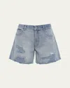 Sea Oli Embroidered Denim Shorts In Blue