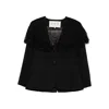Sea Lace-trimmed Pinstripe Jacket In Black