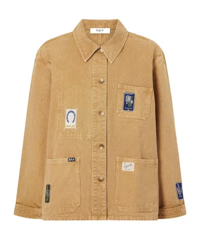 Sea Winslow Patch-detailed Denim Jacket In Neutral
