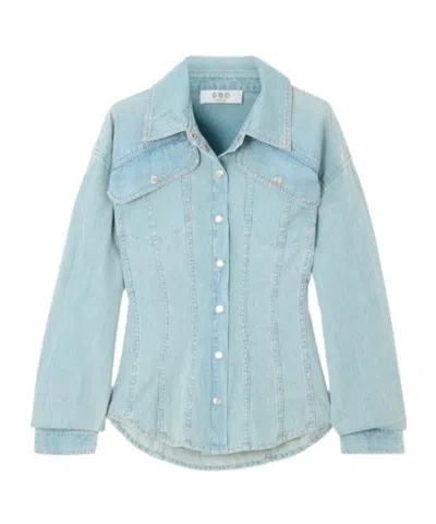 Sea Patchwork Denim Shirt In Blue