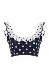 Sea Paulina Polka Dot Ruffle Bikini Top Navy In Navy