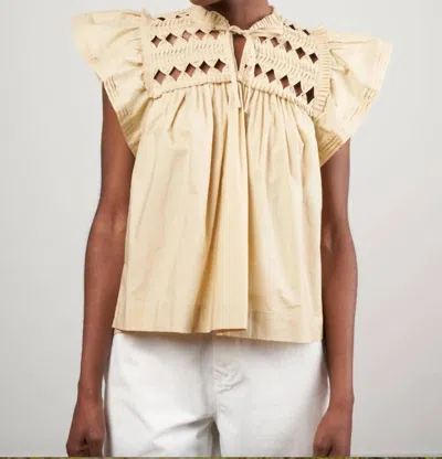 Sea Phoebe Cotton 3-4 Smocked Top In Butter In Beige