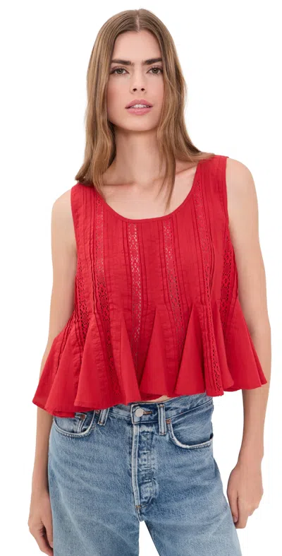 Sea Pippa Embroidered Cotton Tank In Red
