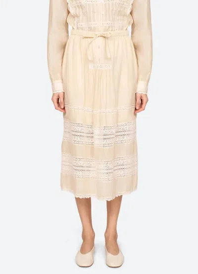 Sea Pippa Solid Midi Skirt In Cream In Neutral