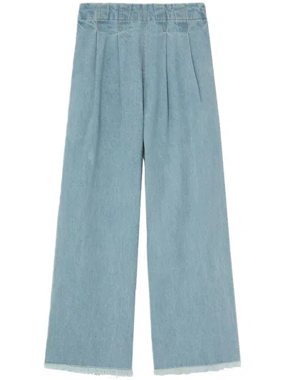 Sea Pleat-detail Wide-leg Jeans In Blue