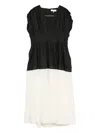 Sea Nicola Two-tone Pintucked Ramie Midi Dress In Black
