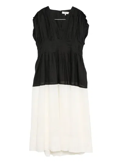 SEA PLEATED V-NECK MINI DRESS