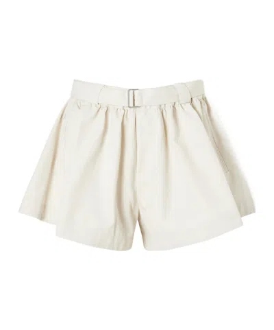 Sea Angelina Belted Pleated Woven Shorts In Neutral