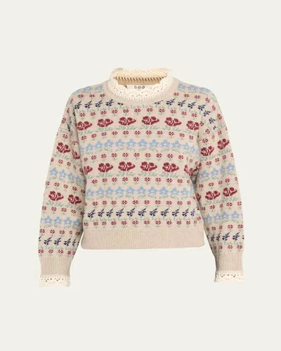 Sea Preston Crochet-trim Fair Isle Sweater In Cream