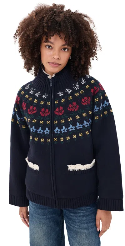 Sea Preston Knit Sherpa Lined Jacket Navy