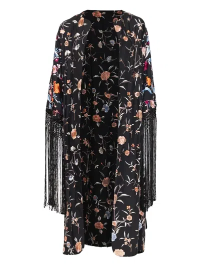 Sea Priscilla Floral-embroidered Fringed Jacket In Black
