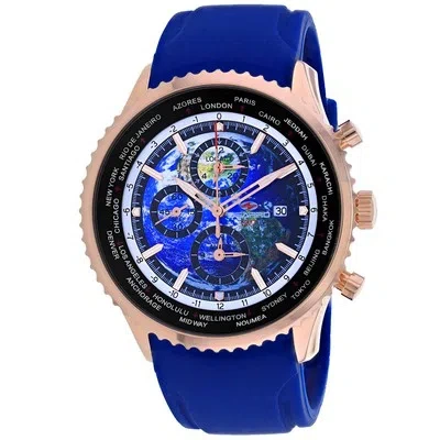 Pre-owned Sea Pro Seapro Men's Meridian World Timer Gmt Blue Dial Watch - Sp7522