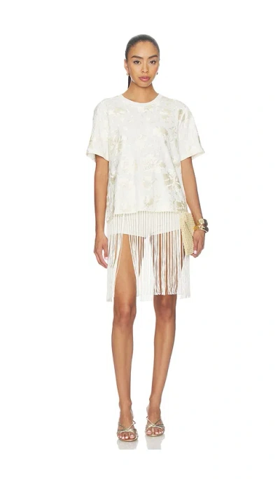 Sea Rafina Eyelet Embellished Tshirt With Fringe In White