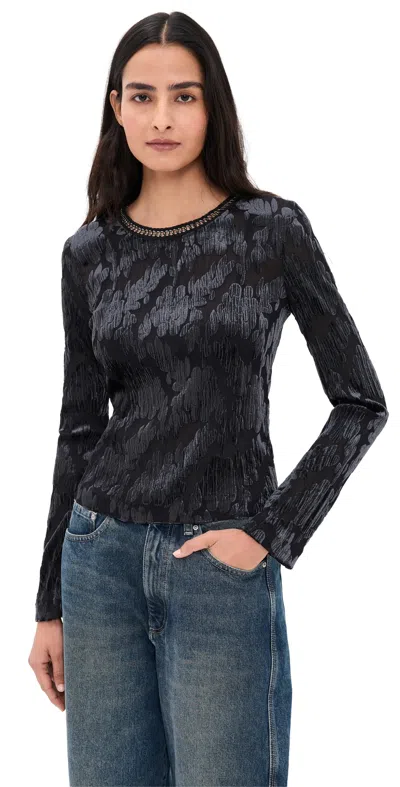 Sea Regine Burnout Long Sleeve Top Black