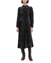 Sea Regine Long-sleeve Burnout Midi Dress In Black