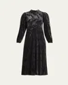 Sea Regine Long-sleeve Burnout Midi Dress In Black