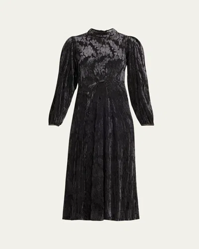 SEA REGINE LONG-SLEEVE BURNOUT MIDI DRESS
